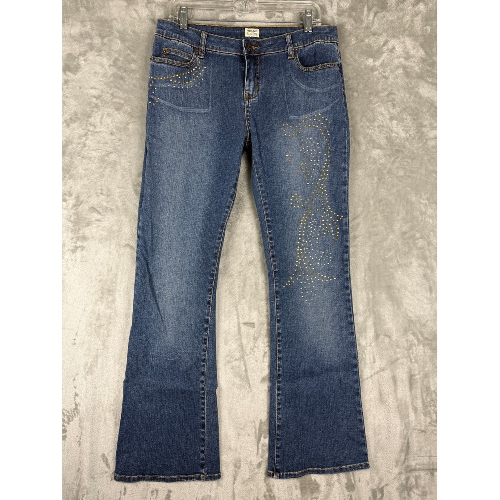 Guess Jeans Women's Medium Wash Bootcut Embellished Denim Pants Size 29‎